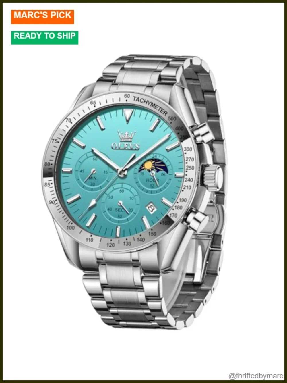 Men's Luxury Diamond Calendar Stainless Steel Business Dress Waterproof